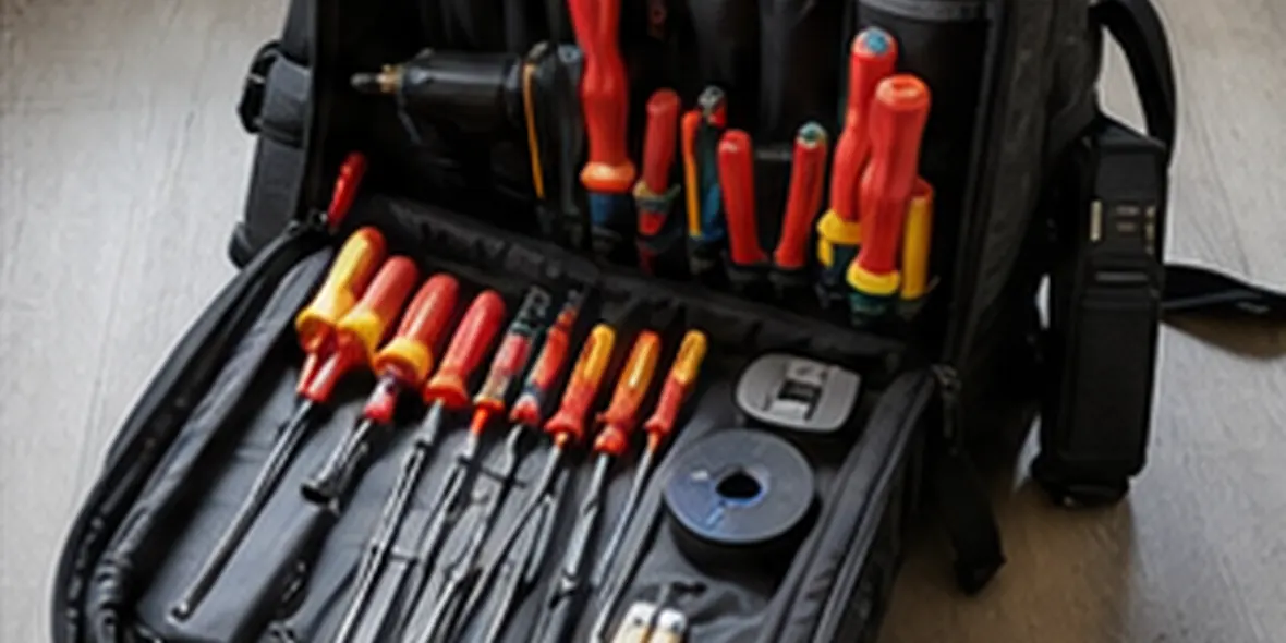 Electrical tester and tools beside a consumer unit